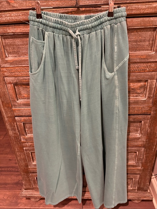 Zenana Pants - Zenana Outfitters Wide-Leg Drawstring Pants in Teal